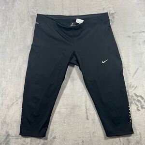 NIKE Dri-FIT Running Leggings Womens XL Black 645597-010 Cropped Active Gym
